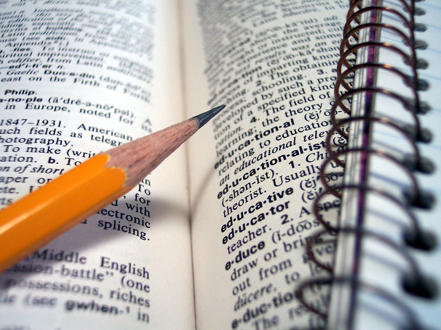 Pencil on a dictionary — learning